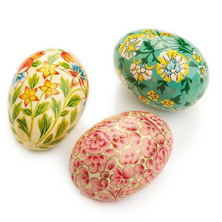 SERRV International - Wholesale Decorative Tabletop Object - Springtime Kashmiri Eggs