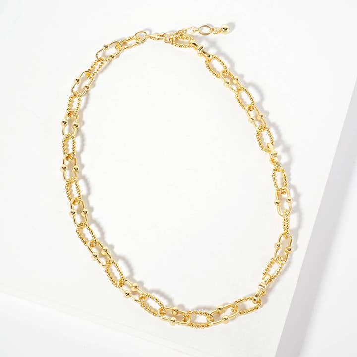 Collana a catena in ottone lucido con texture a corda da 15 mm per la vendita all'ingrosso da parte di Verita Lane