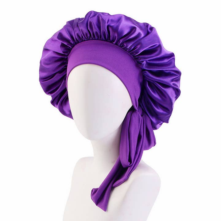 ACCITY - Wholesale Sleep Cap / Bonnet - Women's - ELASTIC RIBBON SILK BOW NIGHTCAP_CWAH147510