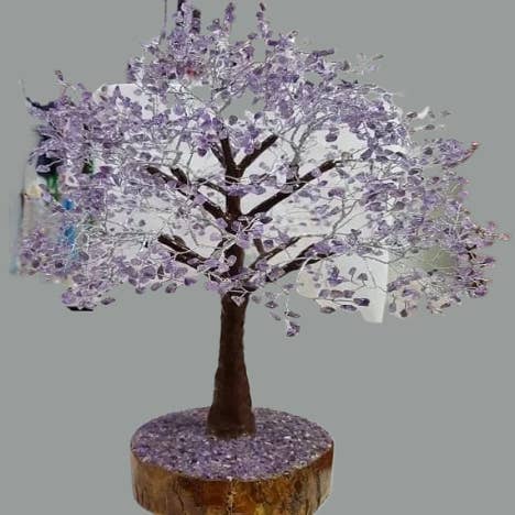 AmazeU - Wholesale Decorative Tabletop Object - Amethyst Gemstone/Crystal Tree(2000 chips Silver wire Tree)2