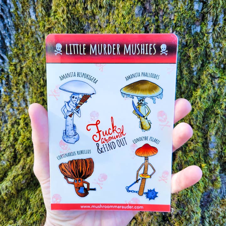 Mushroom Marauder – Großhandel Aufkleber – Little Murder Mushies | Stickerbogen mit 4 Tödlichen Pilzen2