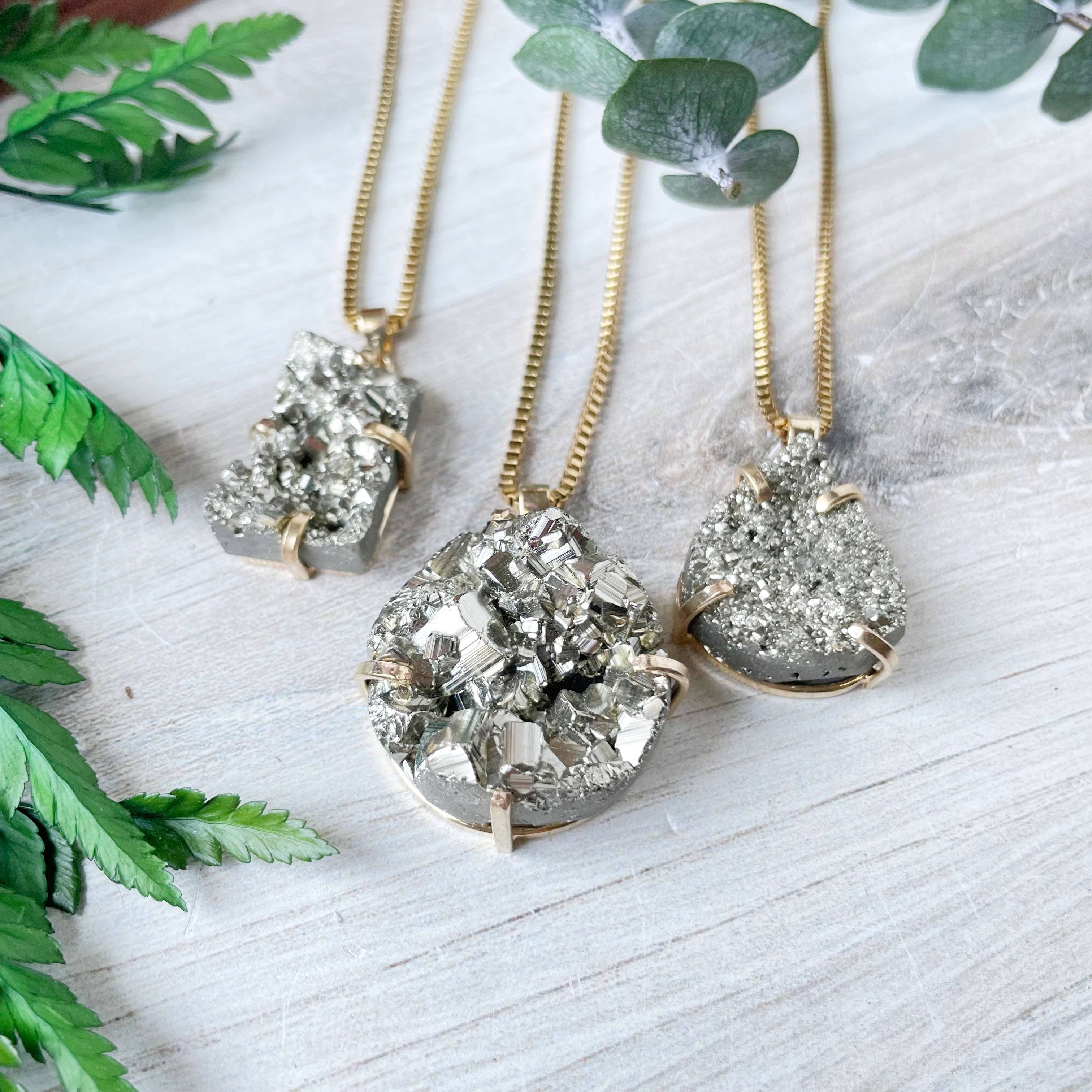 Ewelina Pas Jewelry - Wholesale Pendant/Charm Necklace - Gold Pyrite Prong Necklace2