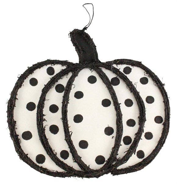 Waterman's Loft Inc. - Wholesale Decorative Tabletop Object - 17"LX15.75"H VINE/FABRIC PUMPKIN BLACK/WHITE0