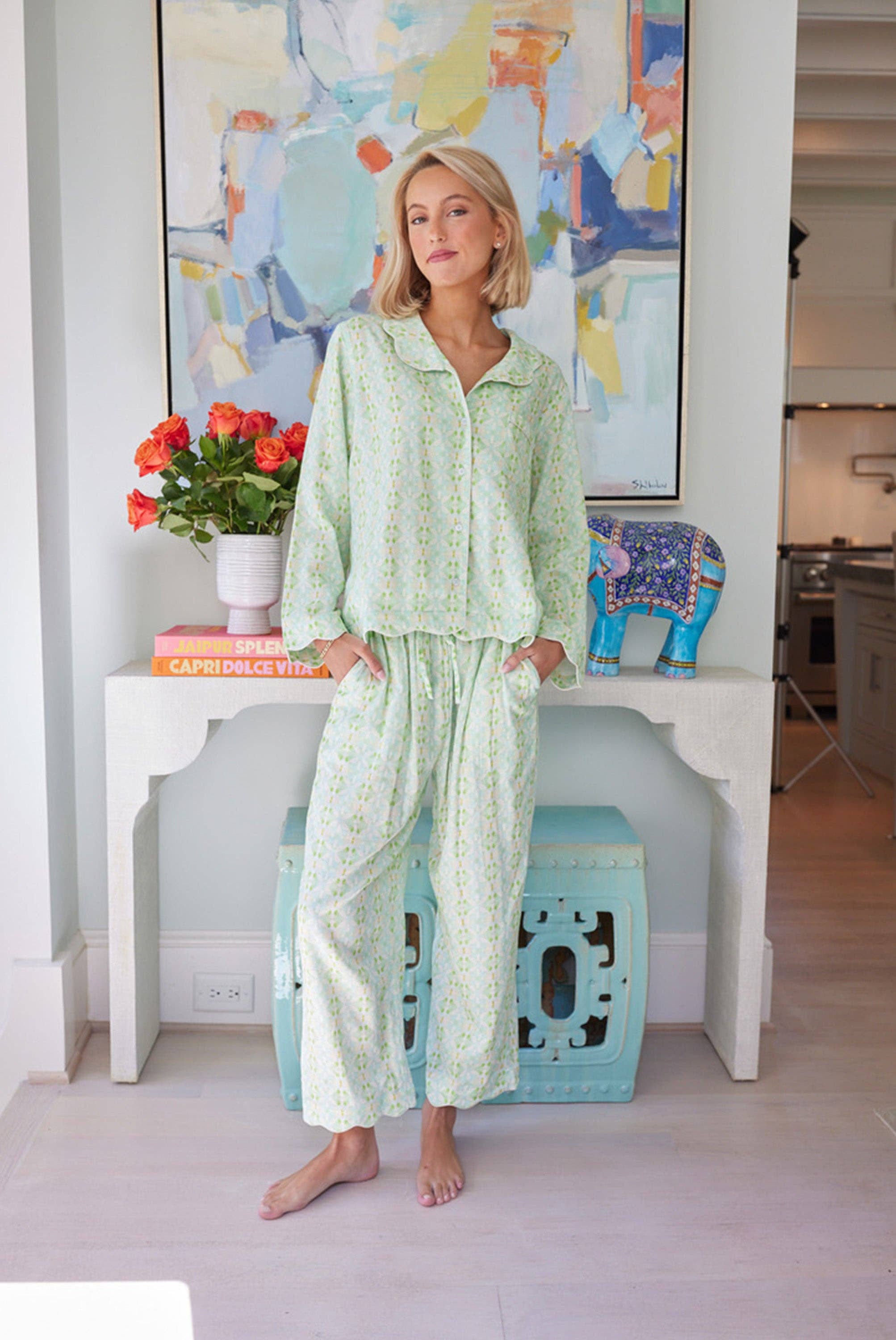 Brooks Avenue - Vendita all'ingrosso Completo pigiama - Donna - Set pigiama smerlato lungo - Elephant Falls10