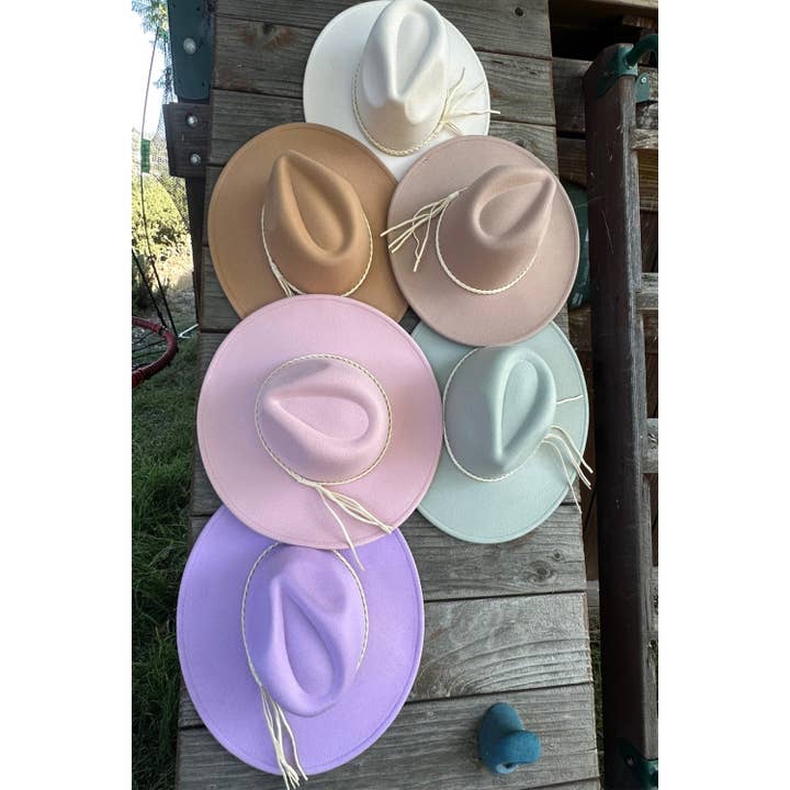 Cassic Wide Brim Felt Primium Hat With braid tassel for wholesale by One and Only Accessories