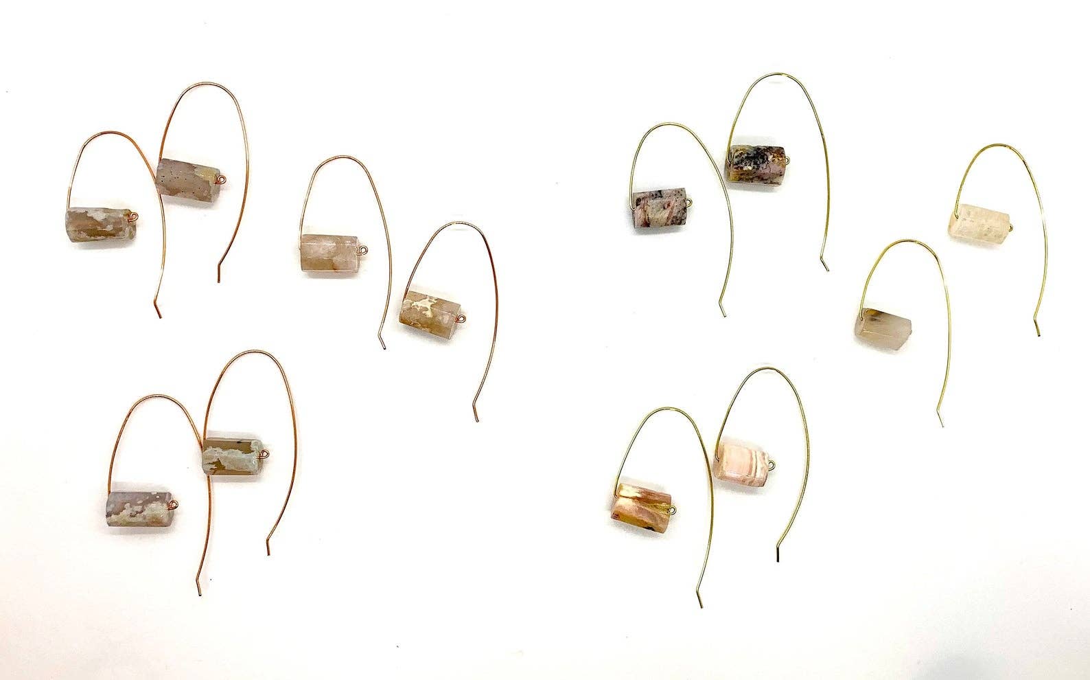 RADA Handmade Jewelry – wholesale Hängande örhängen – Örhängen: rosa opal/blomma agat1