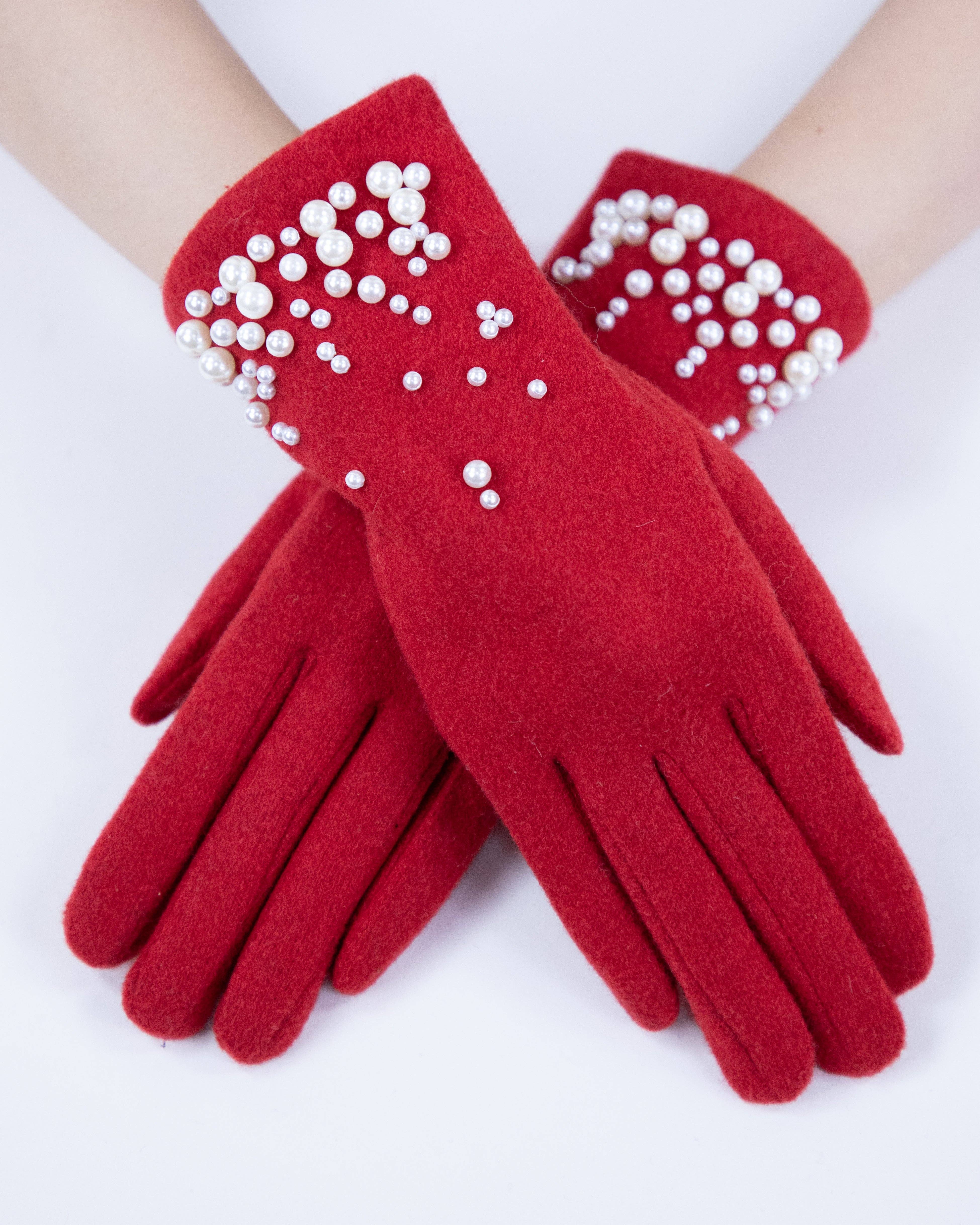 Original USA - Wholesale Gloves - Women's - Wool Felted Gloves w/ Pearls  (TS)5