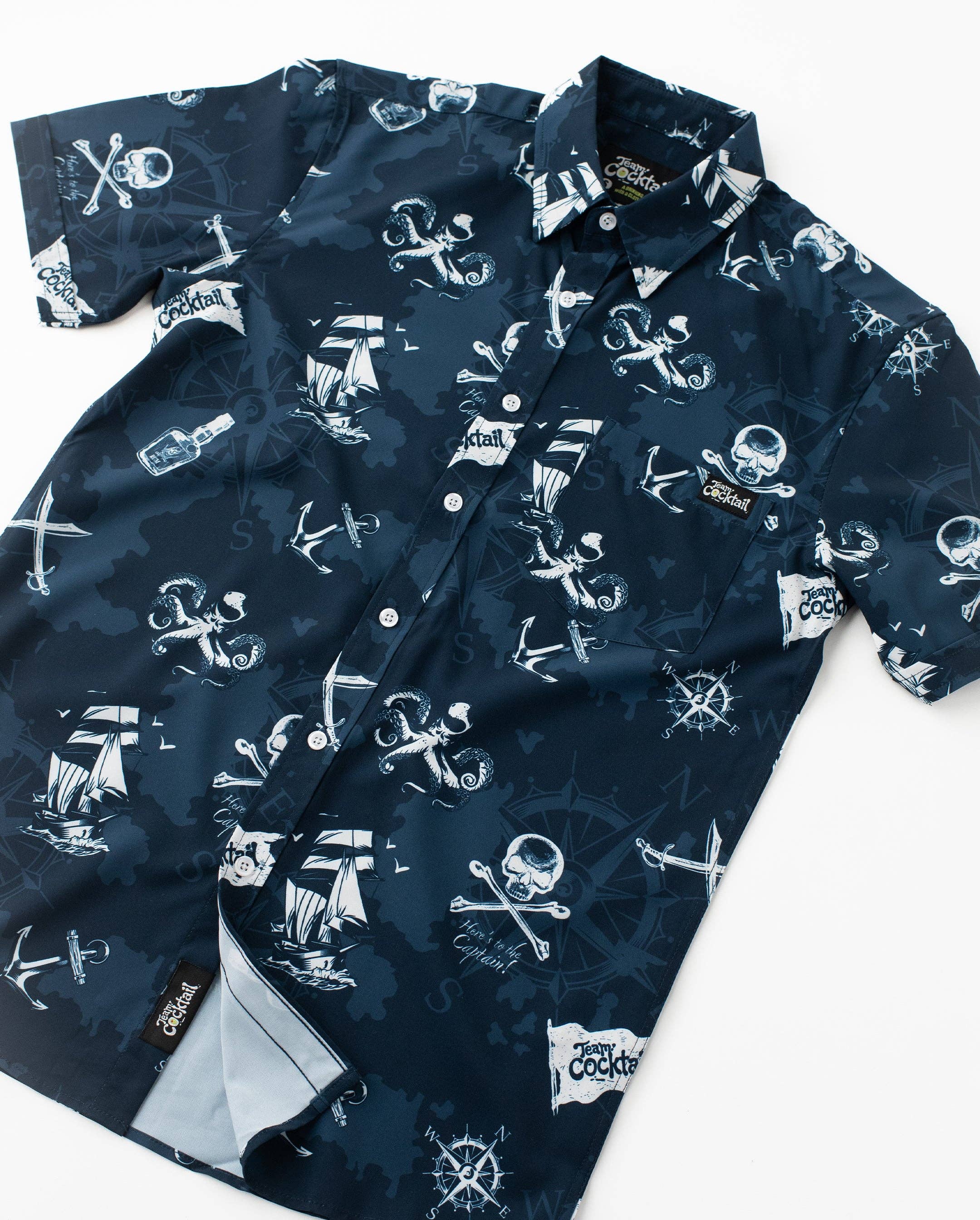 Team Cocktail - Wholesale Button Down Shirt - Men's - Pirate Flag Unisex Button Up4