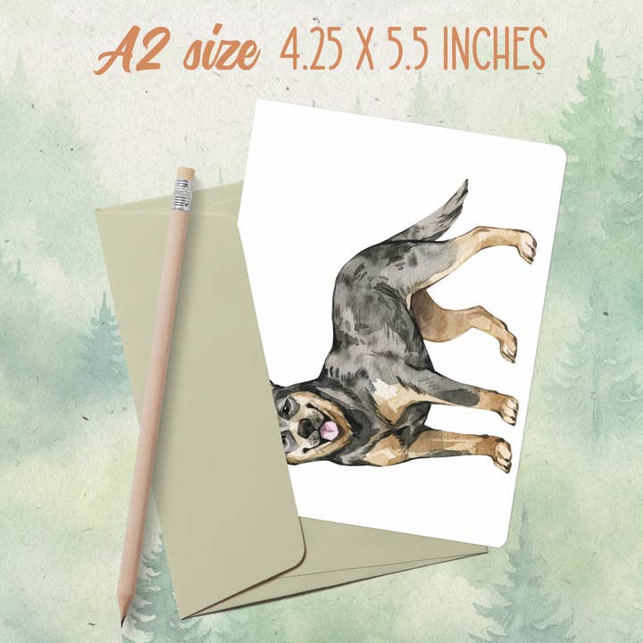 Biglietto di auguri fatto a mano con cane da pastore australiano per la vendita all'ingrosso da parte di Soul Familiar