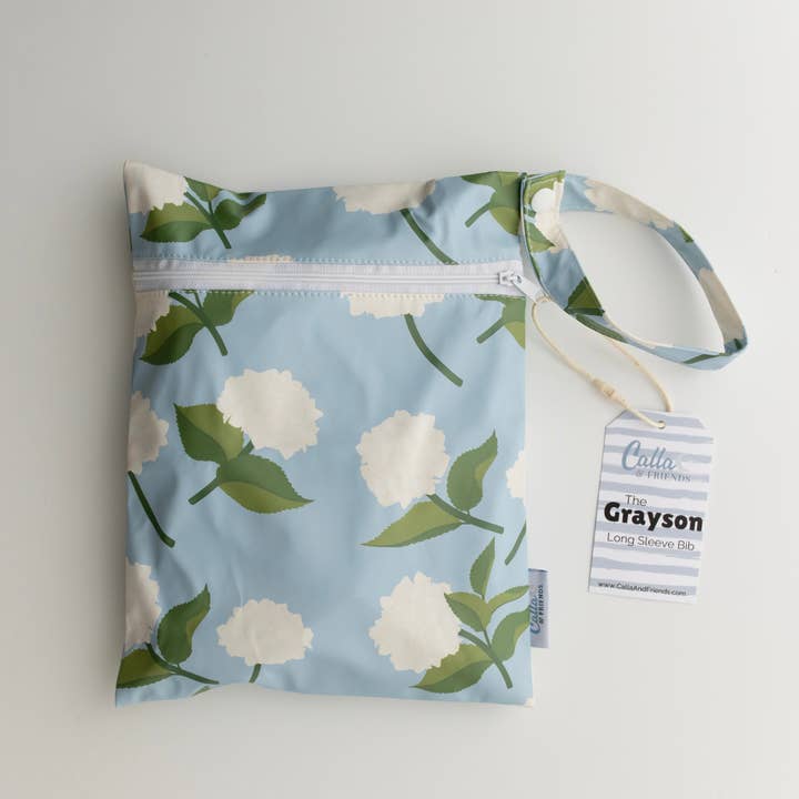 Calla & Friends - Wholesale Bib - Baby - The Grayson Long Sleeve Bib - Hydrangeas1