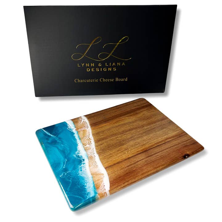 Lynn & Liana Designs - Wholesale Cheese Board - Wood and Resin Date Night Cheese Board / Charcuterie Board
