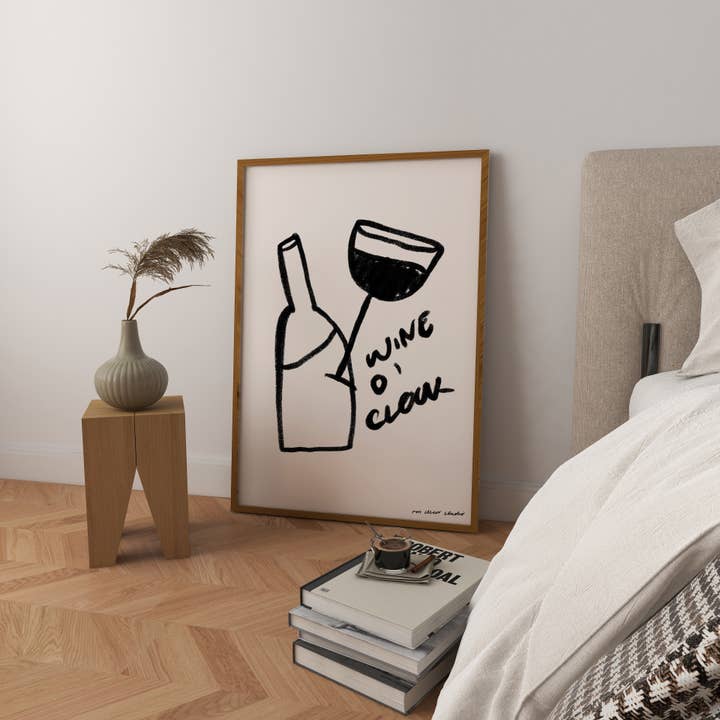 Wine O'Clock Art Print for wholesale by RM Decor Studio