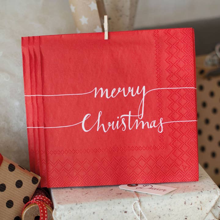 Lunch Napkin - Christmas Note RED for wholesale by Elegant Gifts