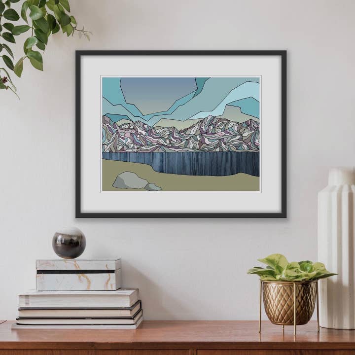 Cold Lake | Horizontal Mountain Art Print for wholesale by Curate Paper Co.