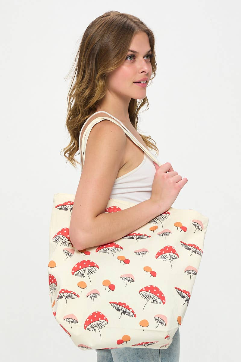 SM WARDROBE – Sacola - Mulher por atacado – PORTOBELLO ESTAMPADO COGUMELO TOTE BAGS8