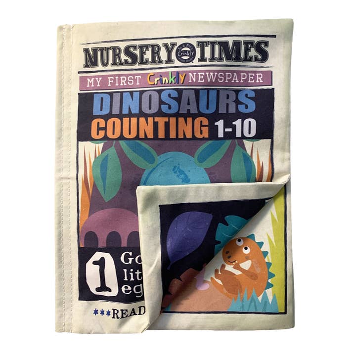 Nursery Times Crinkly Newspaper - Dinosaur Count for wholesale by Jo & Nic's Crinkly Cloth Books