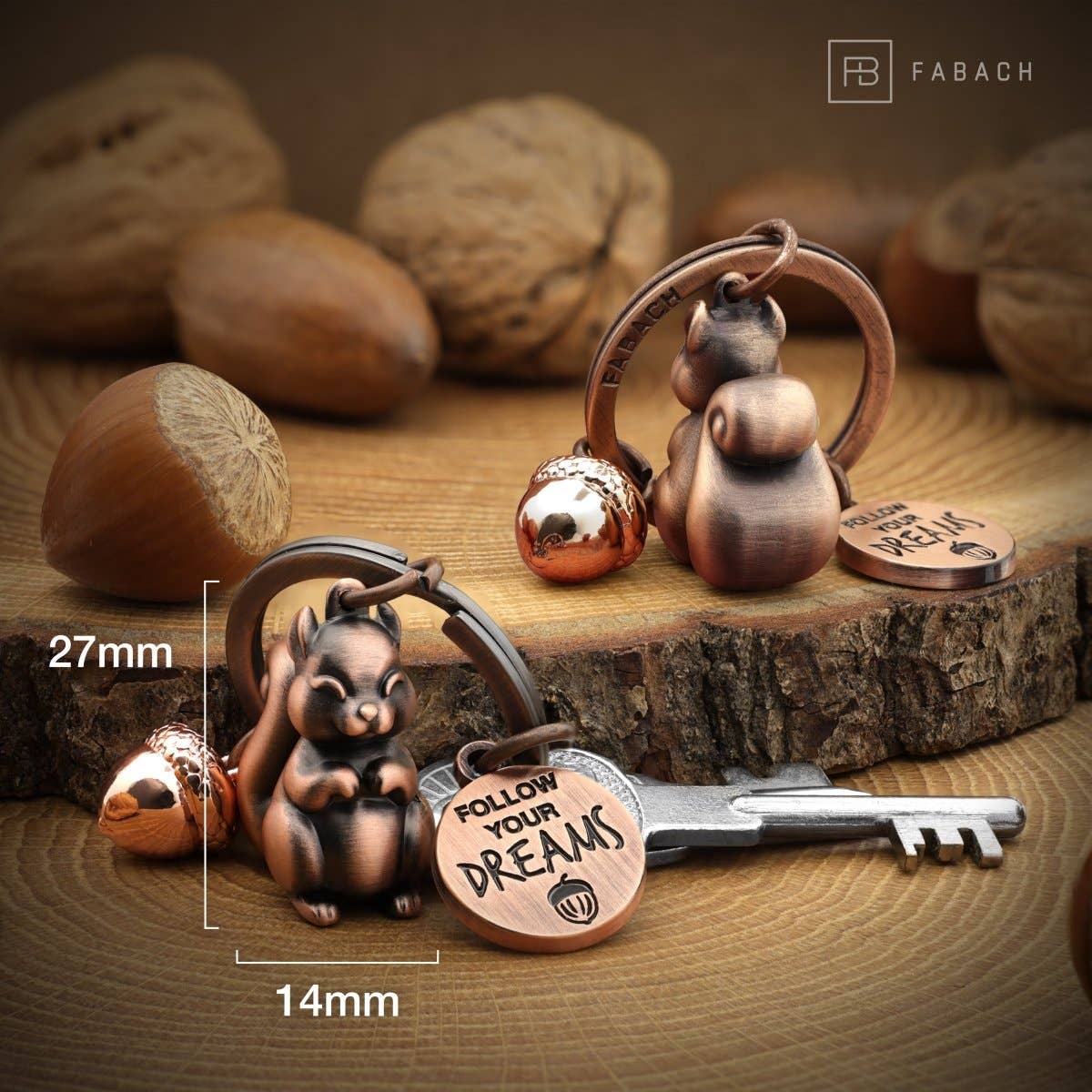 FABACH – Die Schlüsselanhänger-Schmiede - Wholesale Keychain - Unisex - “Follow your Dreams” squirrel keychain “Skippy” with engraving - sweet lucky charm encouragement9