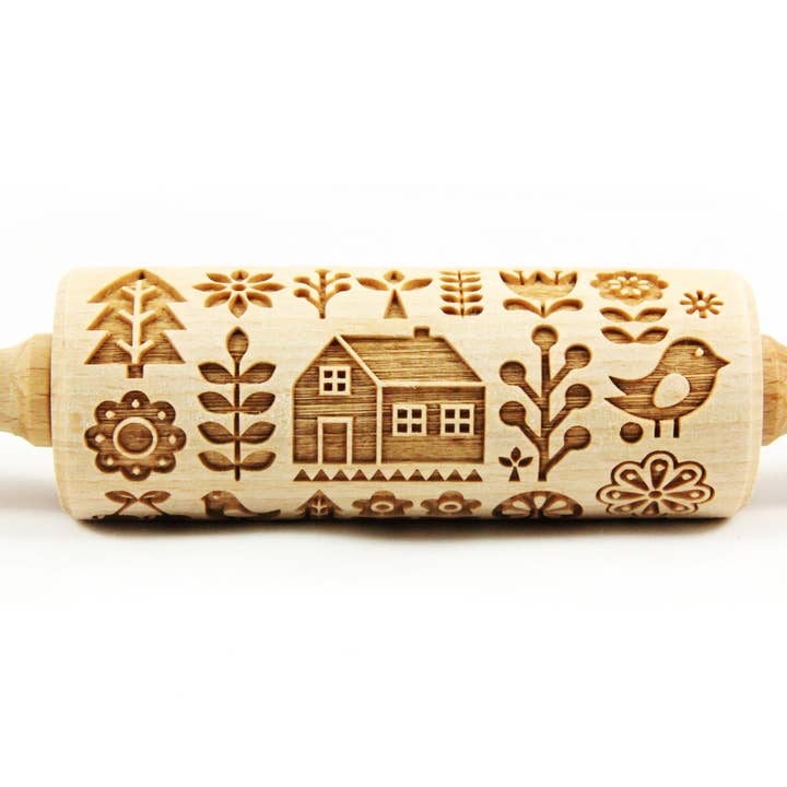 Folk Scandinavian Junior Nudelholz mit Musterprägung für den Großhandel von Folkroll