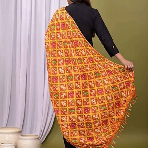 GYPSY STUDIO - Wholesale Scarf - Women's - Dupatta Rajasthani Bandhej Dupatta Silk Bandhani Bandhej 4