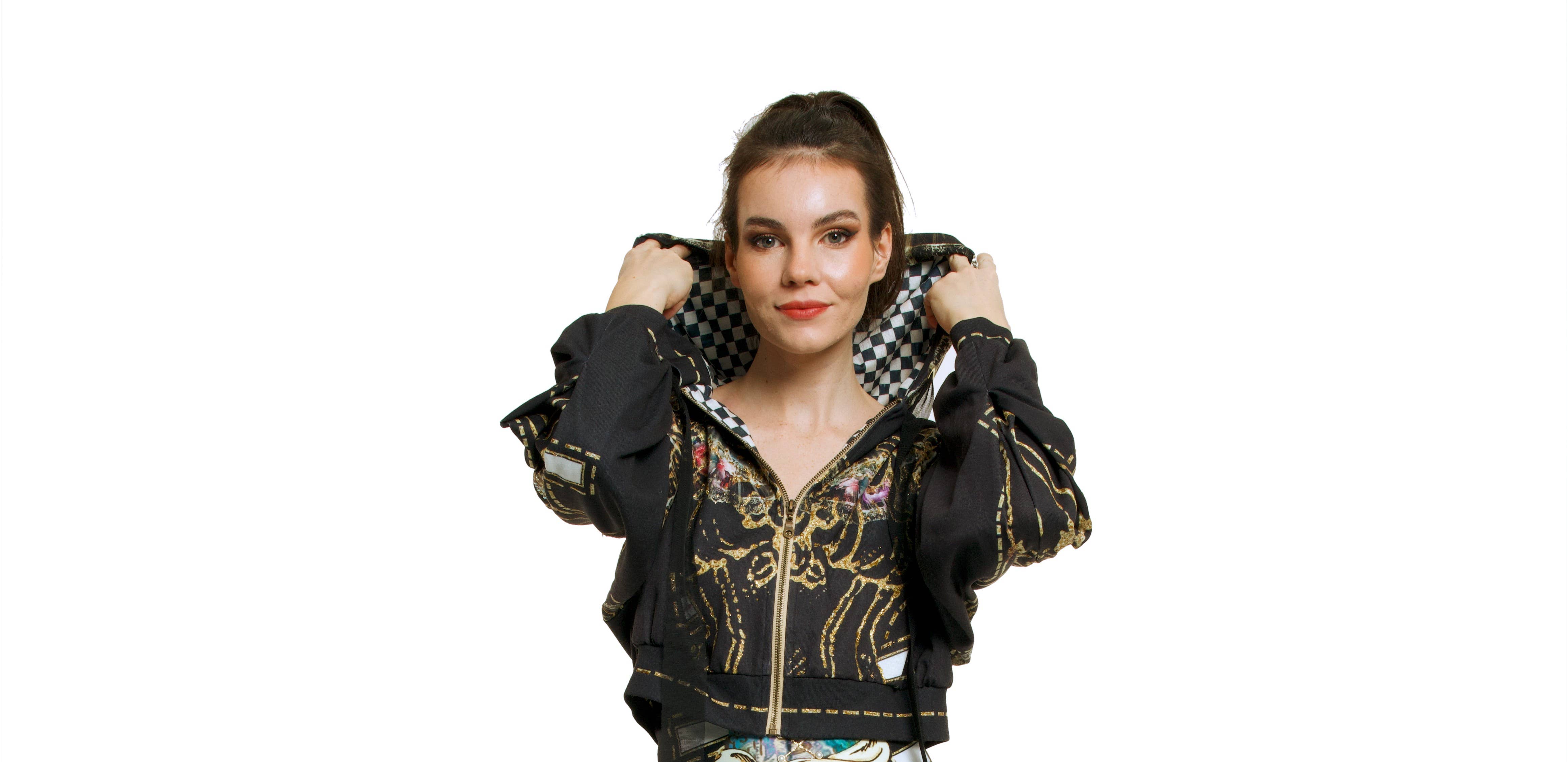 Multi color Black Hoodie Puff - Paper Dolls for wholesale on Faire4