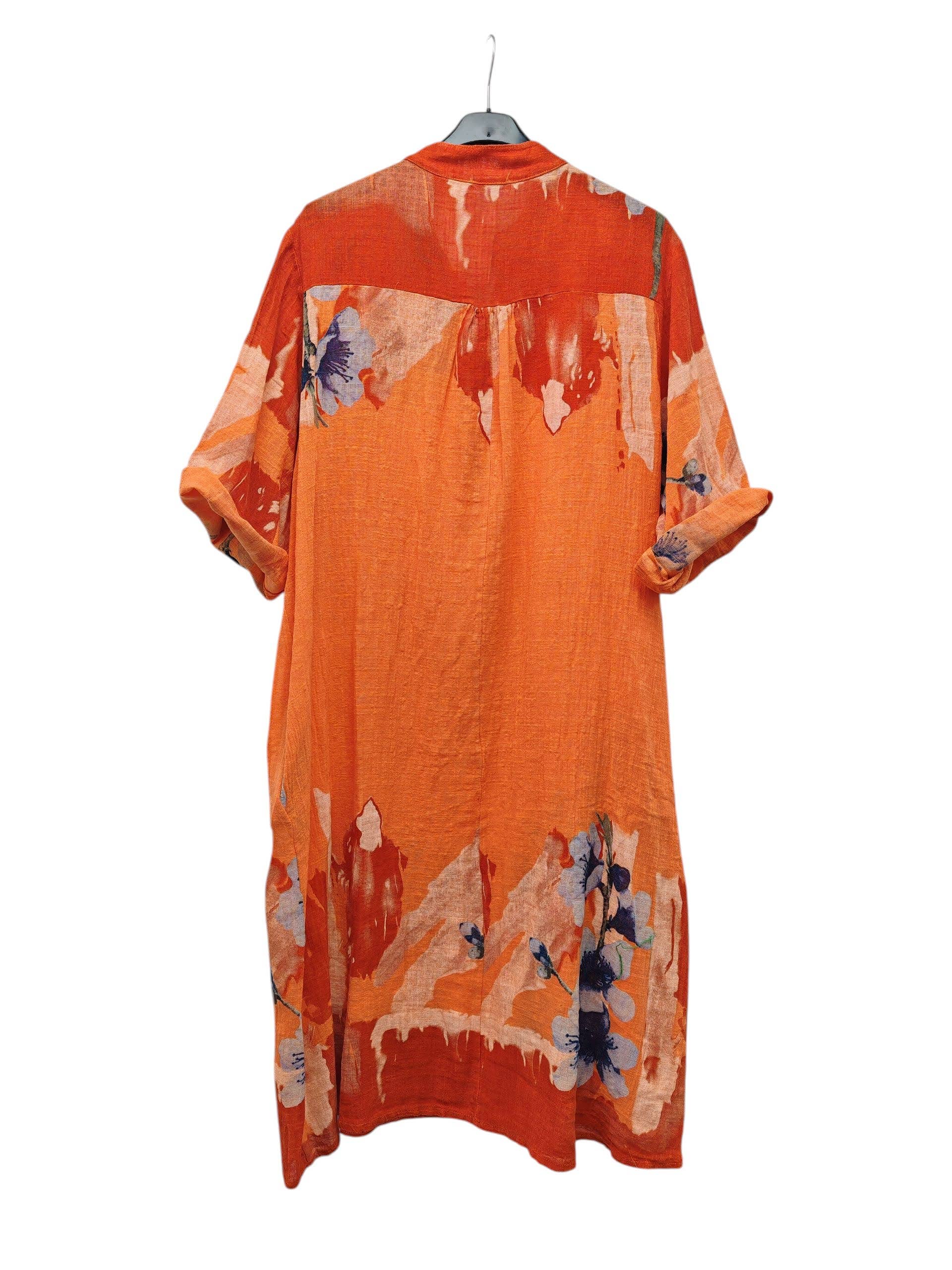 Superbia - Vente Robe – femme - Robe en coton premium taille unique italienne à imprimé floral avec deux poches12