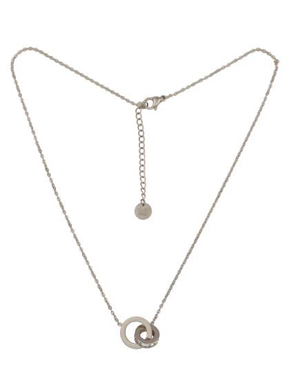 Kurze Halskette mit Glitzer Ring-Anhänger Silber Weiß für den Großhandel von Leslii