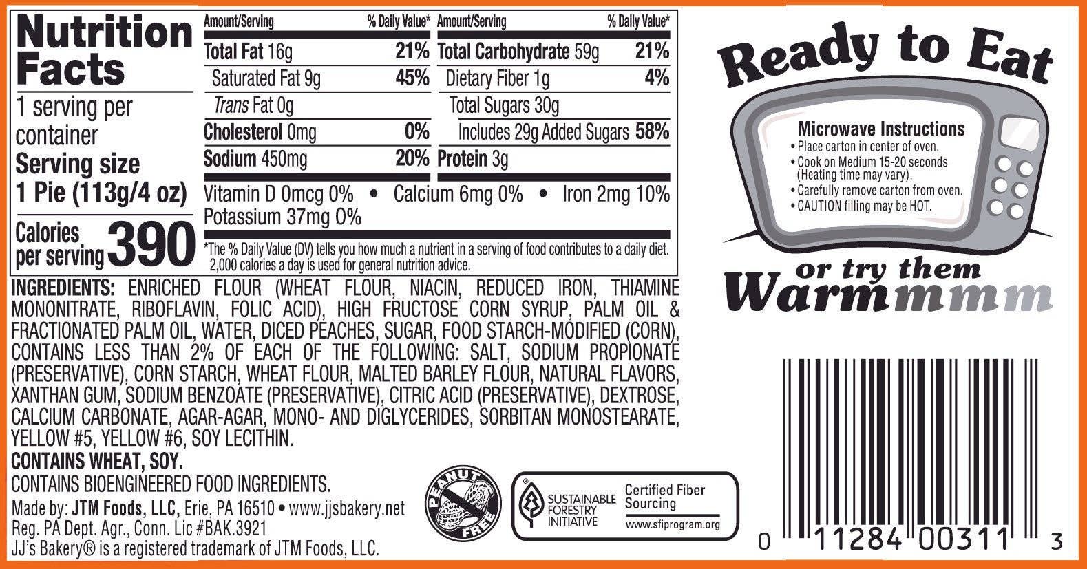 Shop The King - Wholesale Pie - JJ's Bakery Lightly Glazed Snack Pies 4oz (Peach)0