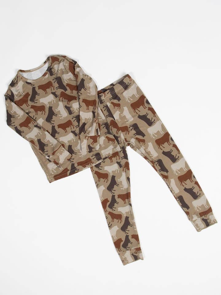 Cow Camo™ Toddler/Youth Bamboo Pajama Set for wholesale by American Farm Company