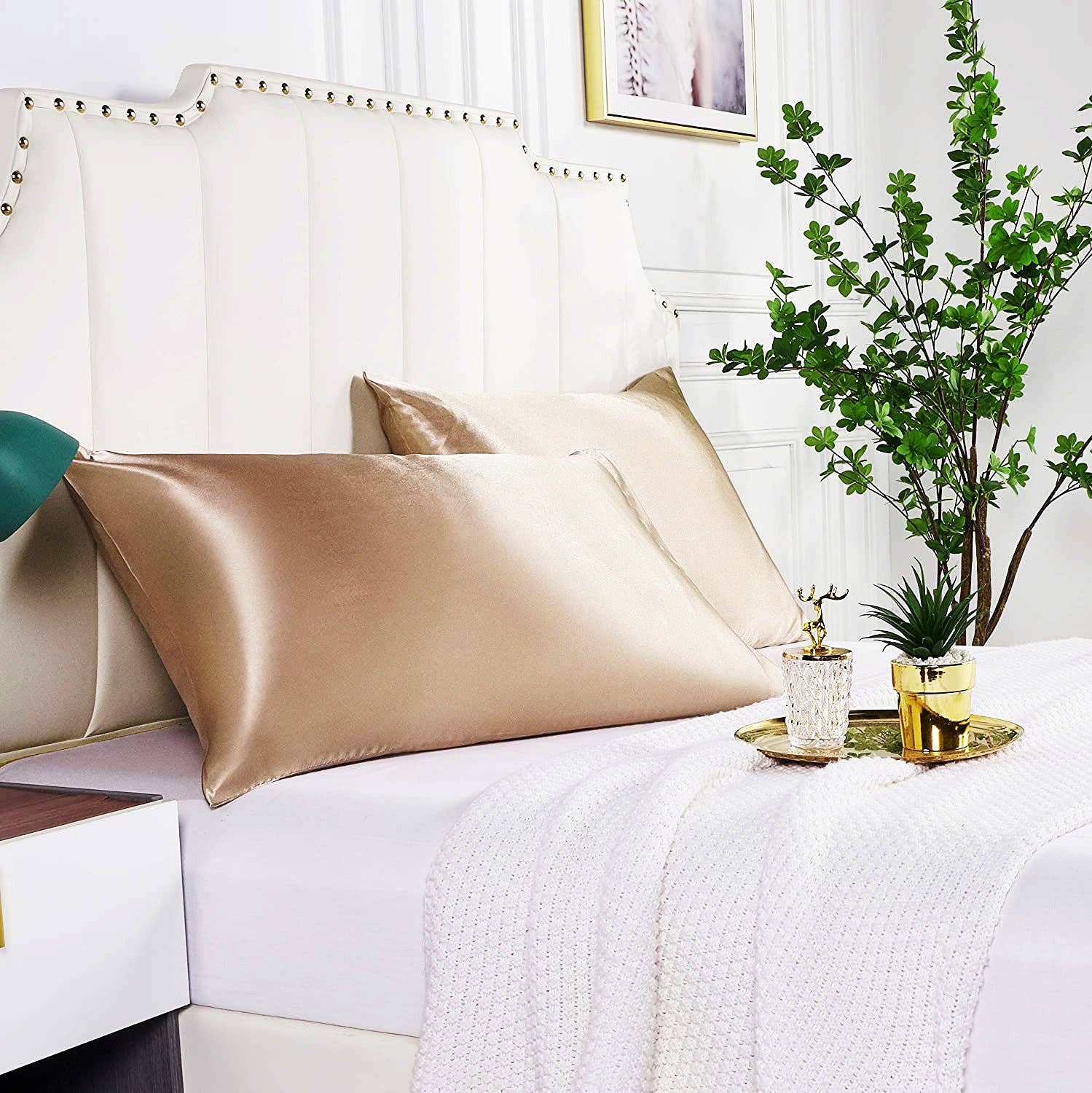 AfricanFabs – Großhandel Kopfkissenbezug – Kissenbezug aus Satin in Khaki, 60 x 70 cm, Standardgröße – seidiger Satin-Kissenbezug3