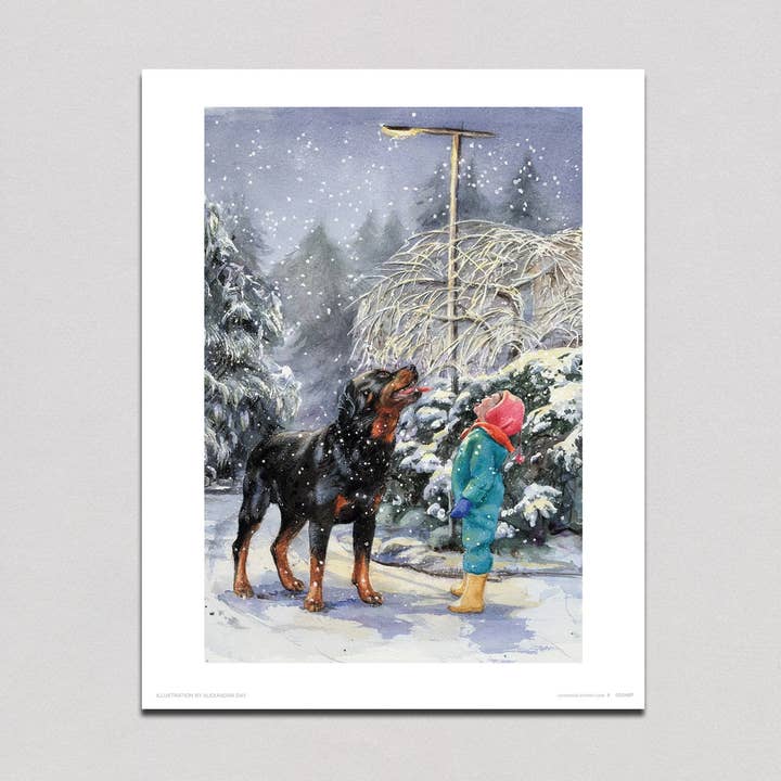 Carl Fånga Snöflingor - Bra Hund, Carl Print för wholesale av Laughing Elephant