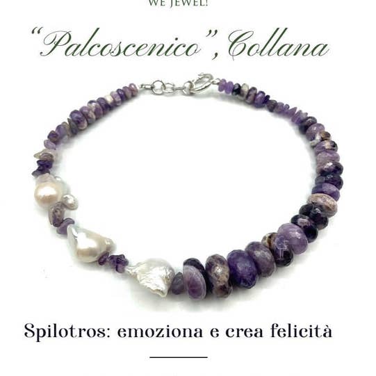 Stage, collier améthyste, fabriqué en Italie, fait main pour la vente par spilotros