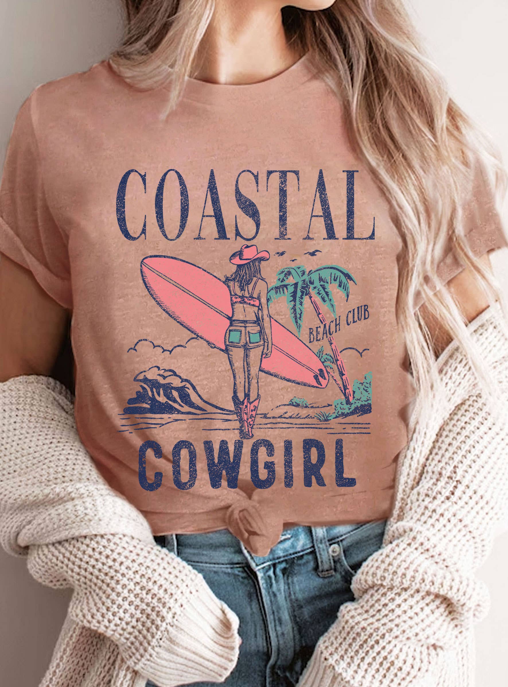 Rustee Clothing - Wholesale Screen Printed T-Shirt - Women's - COASTAL COWGIRL BEACH CLUB GRAPHIC TSHIRTS 2