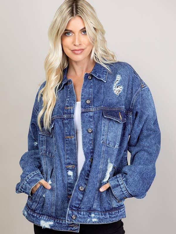 BLUE AGE - Vendita all'ingrosso Giacca di jeans - Donna - Giacca di jeans oversize destroyed