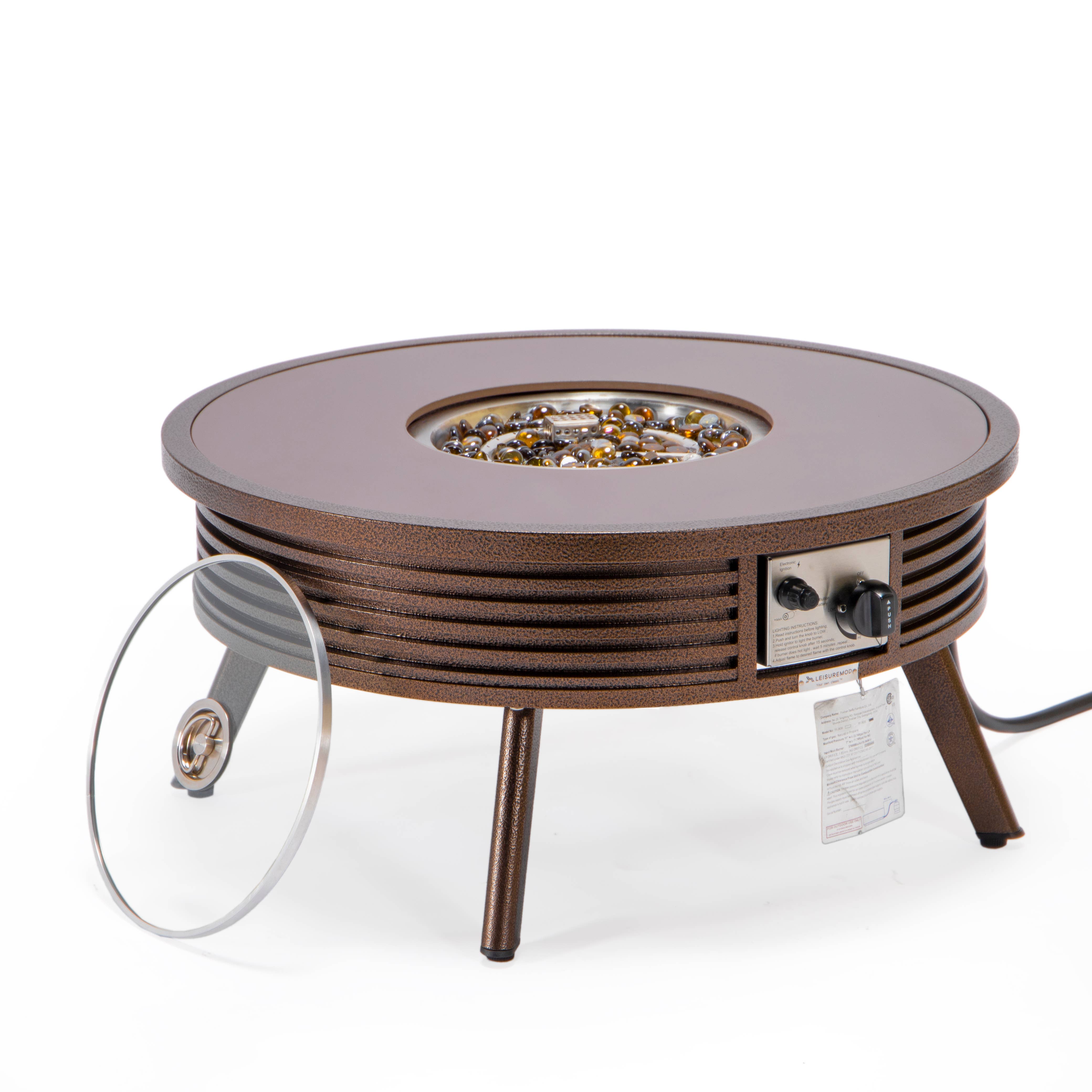 LeisureMod - Wholesale Fire Pit - Walbrooke Aluminum Propane Round Outdoor Fire Pit Table8