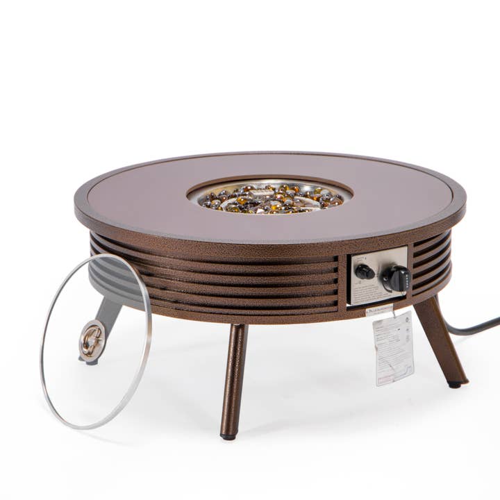 LeisureMod - Wholesale Fire Pit - Walbrooke Aluminum Propane Round Outdoor Fire Pit Table8