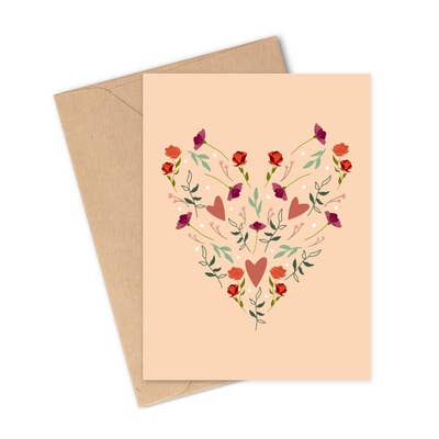Flower Heart Card for wholesale by Hey Rosie Creations
