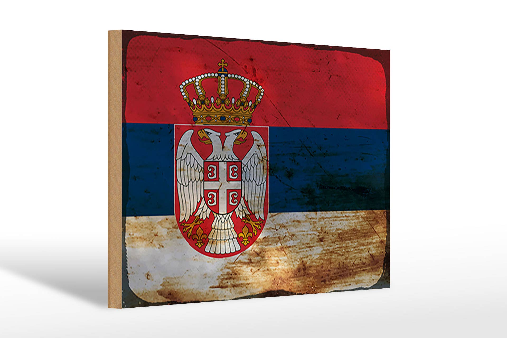 Femer - Wholesale Sign - Flag of Serbia Rust Wooden Sign 30x20cm0