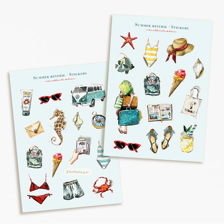 Set pegatinas Summer Reverie for wholesale by Carillustration