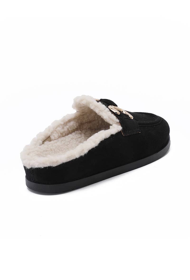 Joia Paris - Vente Chaussons – unisexe - Mules fourrées avec boucle métal H8-976C2