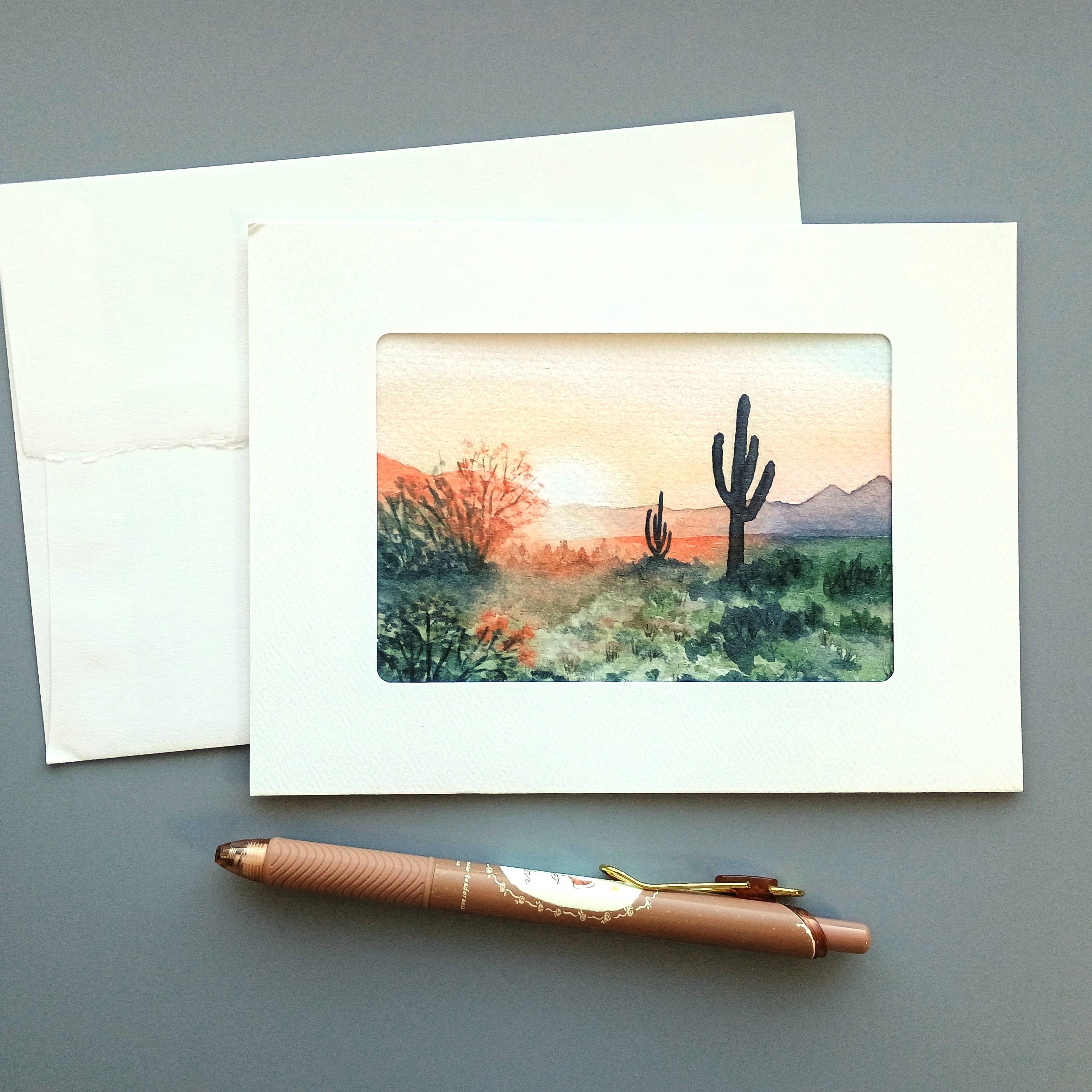 Kathryn Paul Fine Art - Wholesale Everyday Greeting Card - Desert Sunset watercolor greeting card2