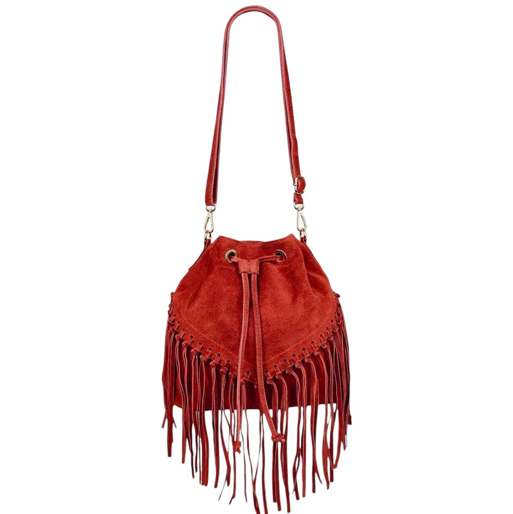 MODARNO - Vente Sac porté épaule – femme - Sac en daim Modarno à franges 26x13x26 cm5