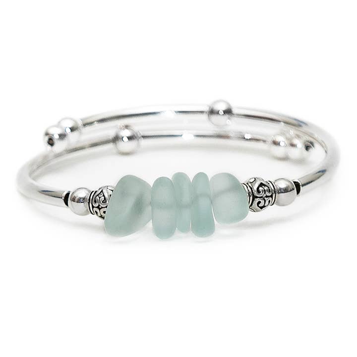 "Coke" Sea Glass Nuggets Single Bracelet for wholesale by Crazyartgrrl Jewelry