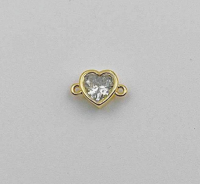 Beads Creation - Wholesale Individual Charm/Pendant - 18K Gold Filled Tiny Heart Micro Pave Charm Connector CN3731