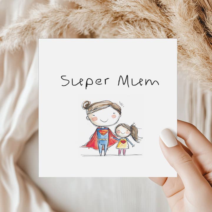 Super Mum Mothers Day Card 14.5cm Square Matte for wholesale by House of Binky