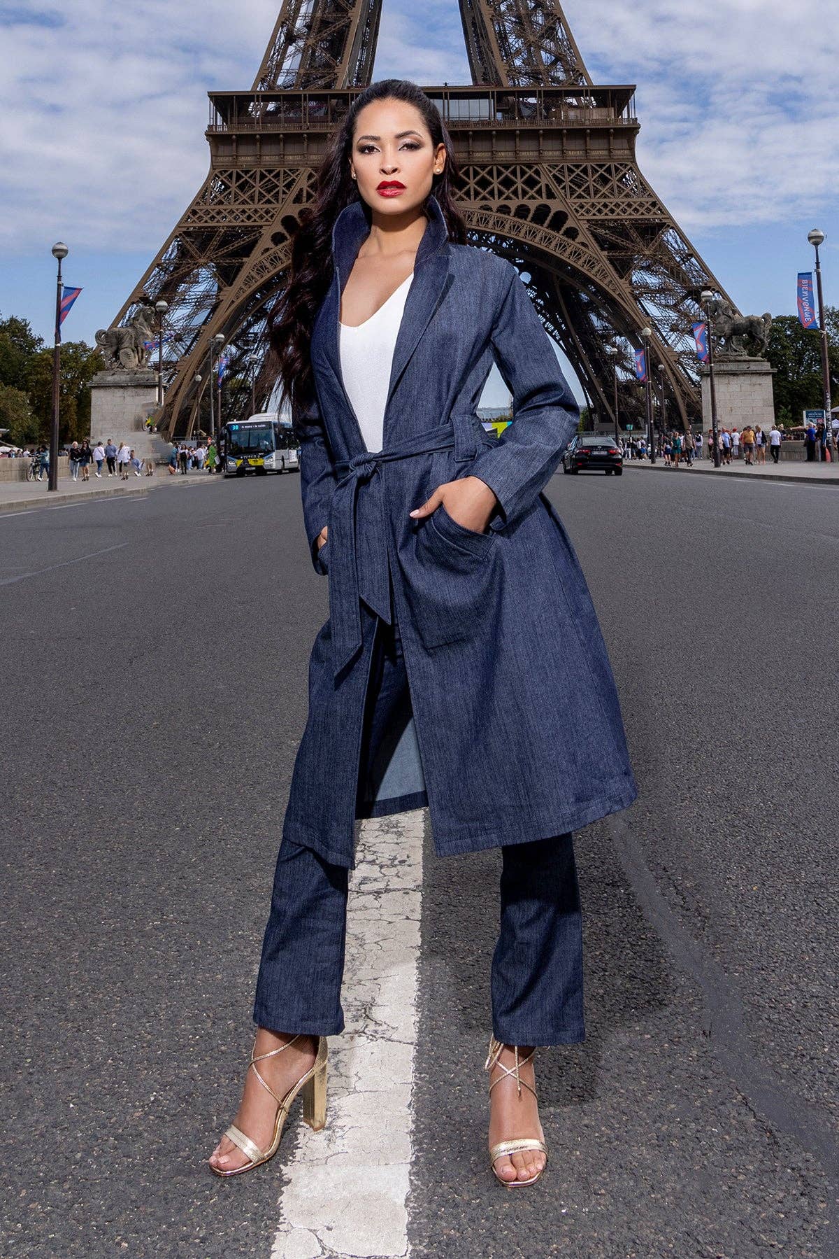 La Peony Clothing - Wholesale Trench Coat - Women's - The Alexandra Denim Trench1