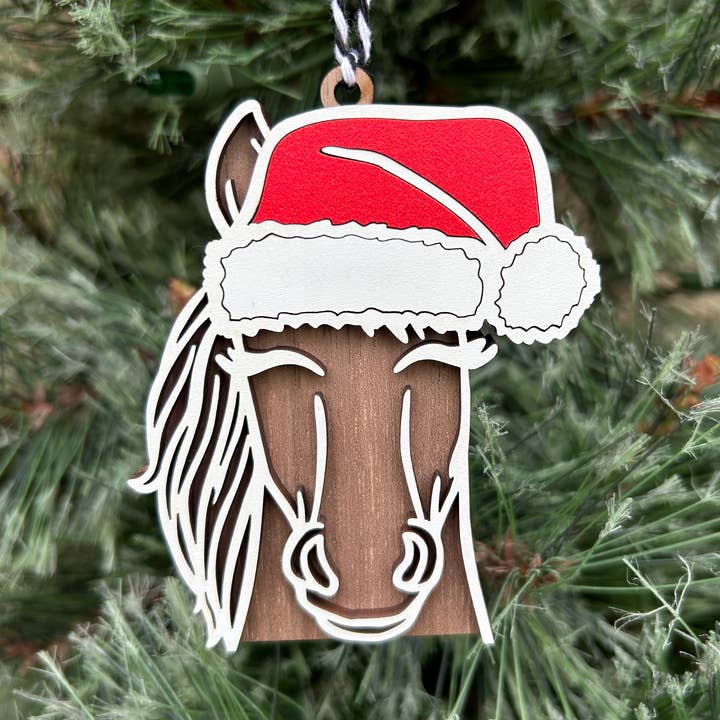 Horse Wooden Christmas Ornament for wholesale by Wandering Woods Designs