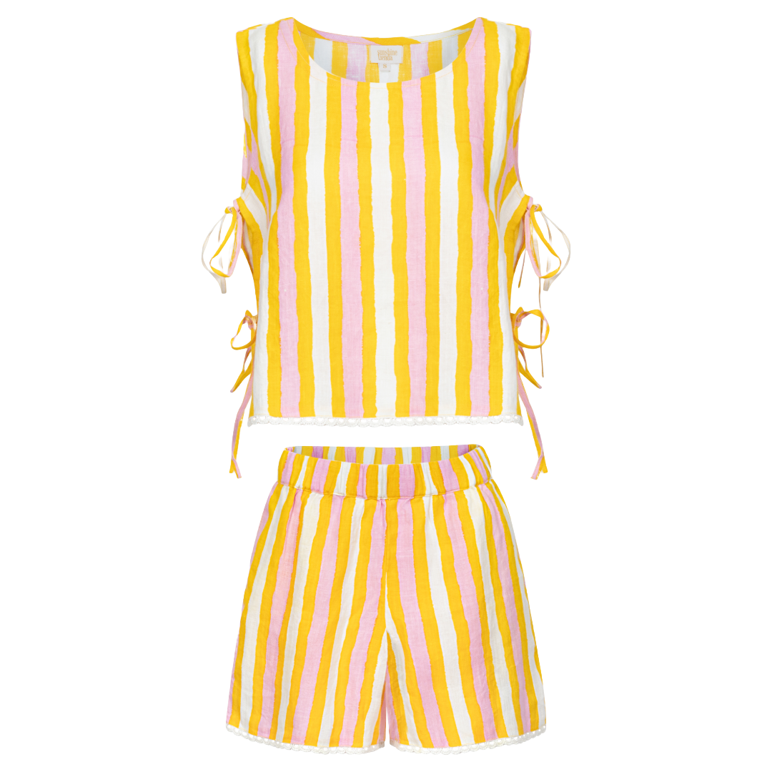 Sunshine Tienda - Wholesale Lounge Set - Women's - Sunkissed Stripe Coco Set2