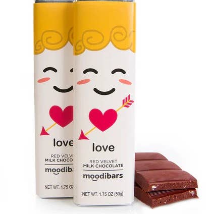 MOODIBAR CUPIDON DE LA SAINT-VALENTIN AMOUR ROSE VELOURS ROUGE MLK CHOCO pour la vente par Astor Chocolate Corp.