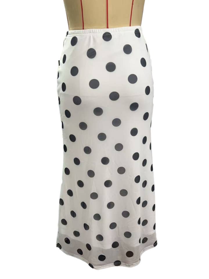 Rosa Clothing - Wholesale Skirt - Women's - French romance Polka Dots Midi skirt3