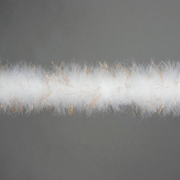 Zucker Feather Products - Venta al por mayor Plumas - Boa marabú con lúrex, peso medio, lúrex blanco/dorado